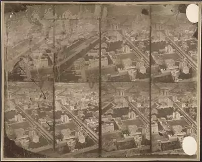 une des 1er photo de vue a&eacute;rienne de Paris