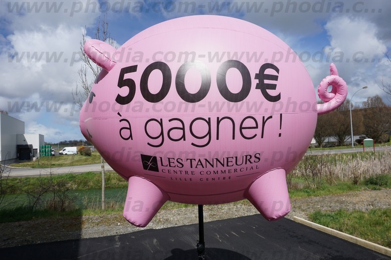 un gros cochon rose gonflable 5000€ à gagner, les tanneurs centre commercial