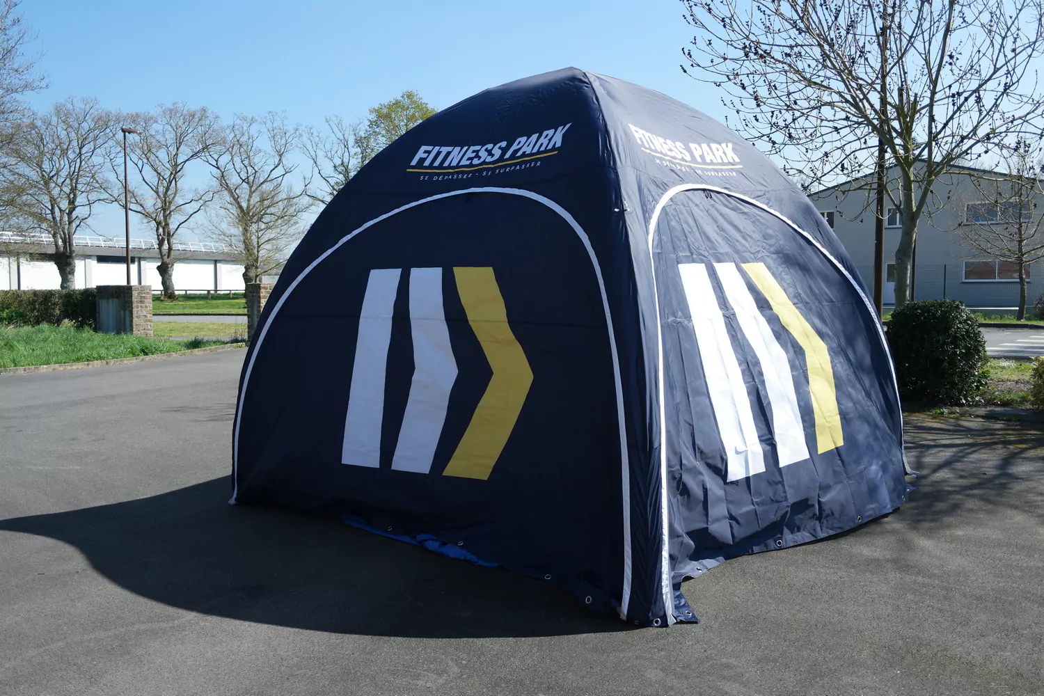 Tente gonflable fitness Park, bleu