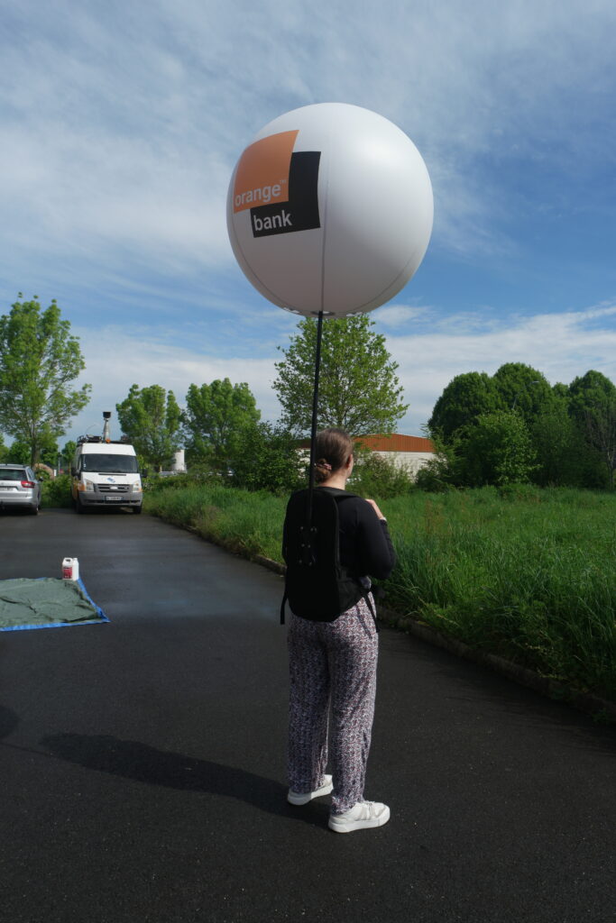 80cm, Air, Ballon sac à dos, Blanc, Communication, Extérieur, Orange, Street marketing